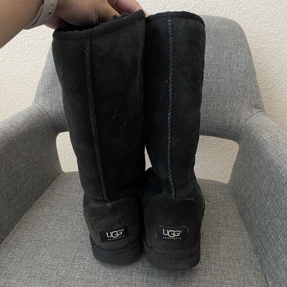 Ugg Australia 5815 Sheepskin Classic Tall Black Womens Boots Size 7 SB09 - Picture 4 of 7